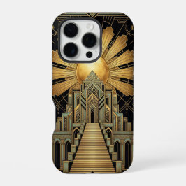 Golden Art Deco iPhone 16 Pro Case Hoesje