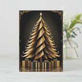 Golden Art Deco Kerstboom Ontwerp Kaart (Staand voorkant)
