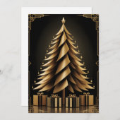 Golden Art Deco Kerstboom Ontwerp Kaart (Voorkant / Achterkant)