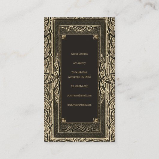 Golden Art Deco met je Monogram Visitekaartje (Achterkant)