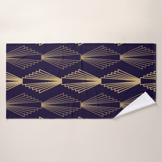 Golden art Deco Pattern. Seamless dark blue backgr Badhanddoek (Badhanddoek)