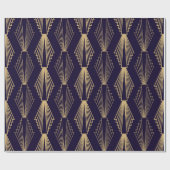 Golden art Deco Pattern. Seamless dark blue backgr Cadeaupapier (Vlak)