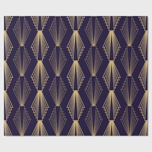 Golden art Deco Pattern. Seamless dark blue backgr Cadeaupapier (Vlak)