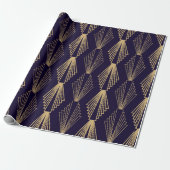 Golden art Deco Pattern. Seamless dark blue backgr Cadeaupapier (Uitgerold)
