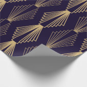 Golden art Deco Pattern. Seamless dark blue backgr Cadeaupapier (Hoek)