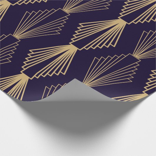 Golden art Deco Pattern. Seamless dark blue backgr Cadeaupapier (Hoek)
