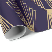 Golden art Deco Pattern. Seamless dark blue backgr Cadeaupapier (Rol Hoek)