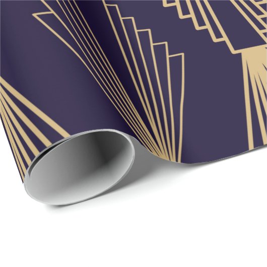 Golden art Deco Pattern. Seamless dark blue backgr Cadeaupapier (Rol Hoek)