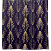 Golden art Deco Pattern. Seamless dark blue backgr Douchegordijn (Voorkant)