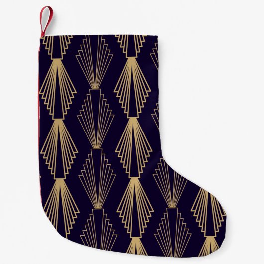 Golden art Deco Pattern. Seamless dark blue backgr Kleine Kerstsok (Voorkant)