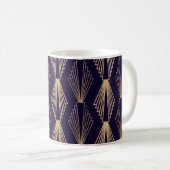 Golden art Deco Pattern. Seamless dark blue backgr Koffiemok (Voorkant rechts)