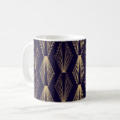 Golden art Deco Pattern. Seamless dark blue backgr Koffiemok (Voorkant links)