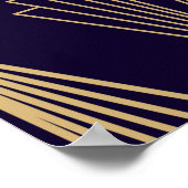 Golden art Deco Pattern. Seamless dark blue backgr Poster (Hoek)