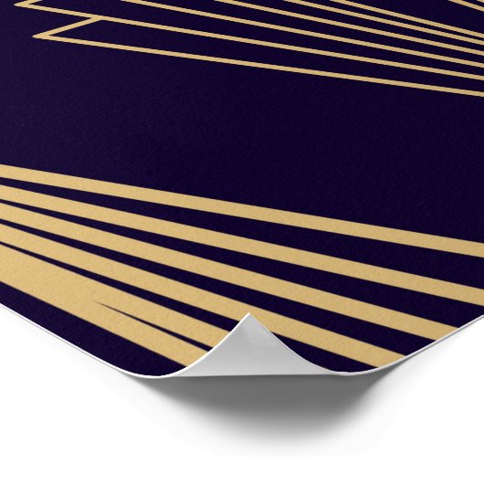 Golden art Deco Pattern. Seamless dark blue backgr Poster (Hoek)