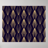 Golden art Deco Pattern. Seamless dark blue backgr Poster (Voorkant)