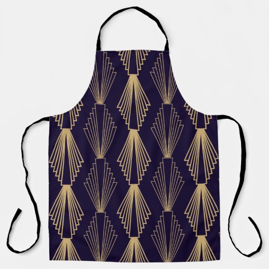 Golden art Deco Pattern. Seamless dark blue backgr Schort (Voorkant)