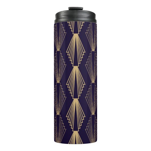Golden art Deco Pattern. Seamless dark blue backgr Thermosbeker (Voorkant)