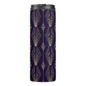 Golden art Deco Pattern. Seamless dark blue backgr Thermosbeker (Achterkant)