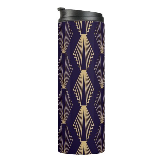Golden art Deco Pattern. Seamless dark blue backgr Thermosbeker (Geroteerd rechts)
