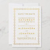 Golden Art Deco Sla de datumkaarten op Save The Date (Voorkant)