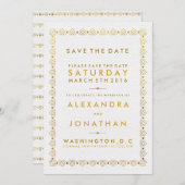 Golden Art Deco Sla de datumkaarten op Save The Date (Voorkant / Achterkant)