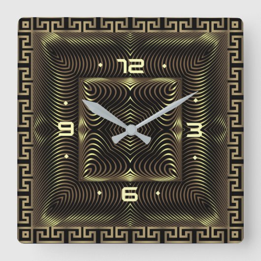 Golden Art Deco Vierkante Klok (Voorkant)