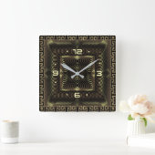 Golden Art Deco Vierkante Klok (Huis)