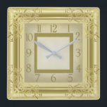Golden Art Deco Vierkante Klok<br><div class="desc">Geweldig design. Je zult het leuk vinden als anderen. U kunt dit ontwerp vrij gebruiken voor andere producten of jouw tekst toevoegen. Met vriendelijke groet. Volg me voor meer. Een leuke dag.</div>