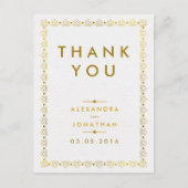 Golden Art Deco Wedding Bedankt Briefkaart (Voorkant)