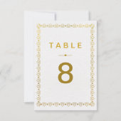Golden Art Deco Wedding Table Numbe Kaart (Achterkant)