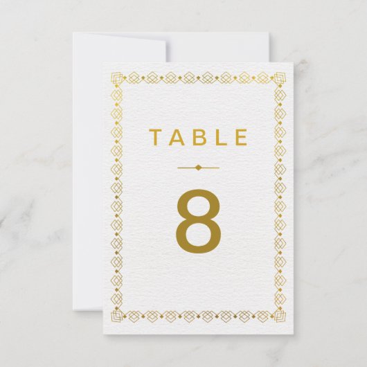 Golden Art Deco Wedding Table Numbe Kaart (Achterkant)