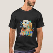 Golden Art Splashes Paint Abstract Kleurrijke Hond T-shirt (Voorkant)