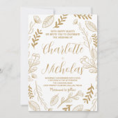 Golden Art White bruiloft uitnodigingen (Voorkant)