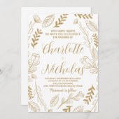 Golden Art White bruiloft uitnodigingen (Voorkant / Achterkant)