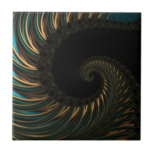 golden artistic Spiral Spin, modern fractal art Tegeltje
