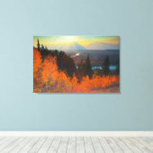 Golden Aspens boven de Snake-rivier op de zon Canvas Afdruk (Insitu (Houten vloer))