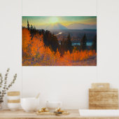 Golden Aspens boven de Snake-rivier op de zon Poster (Keuken)