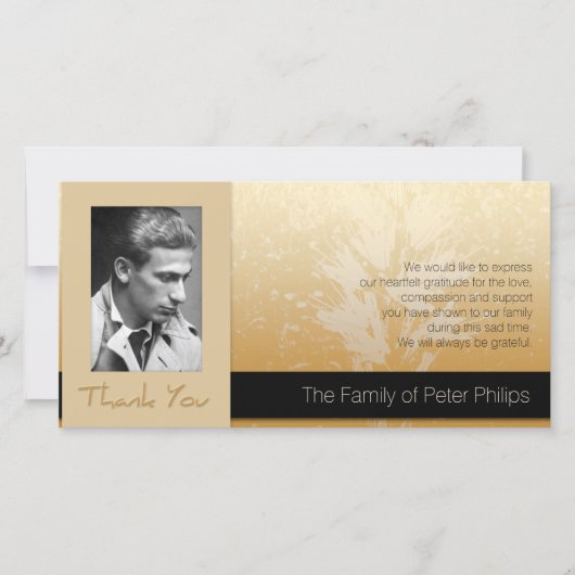 Golden Asphodel Lijst Foto Sympathie 2 Bedankkaart (Voorkant)