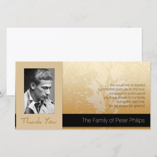 Golden Asphodel Lijst Foto Sympathie 2 Bedankkaart (Voorkant / Achterkant)