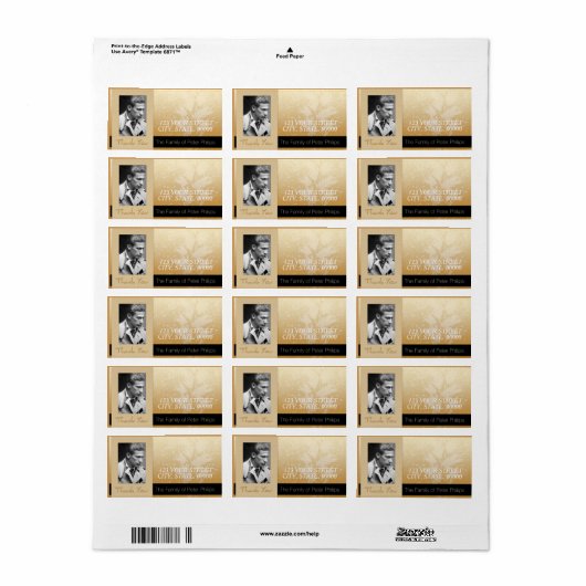 Golden Asphodel Lijst Foto's Dank je wel L 2 Etiket (Full Sheet)