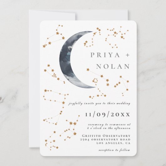 Golden Astrology Wedding Kaart (Voorkant)