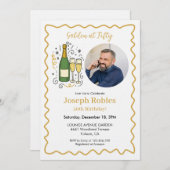 Golden at Fifty Party Photo 50th Birthday  Kaart (Voorkant / Achterkant)