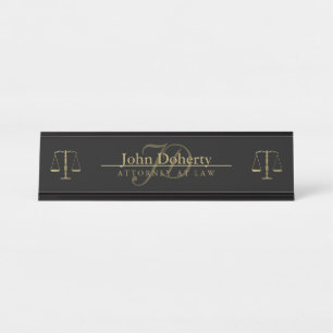 Golden ATTORNEY OP WET Initialen Bureau Naambordje