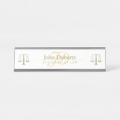 Golden ATTORNEY OP WET | Initialen Deurteken Bureau Naambordje (Voorkant)