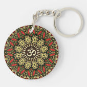 Golden Aum Batik Geometric Flower New age Sleutelhanger (Achterkant)