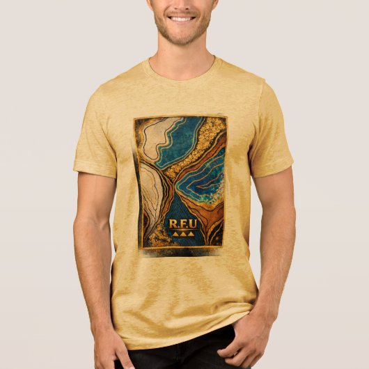 Golden Aura Abstract Art Tee Tri-Blend Shirt (Voorkant)