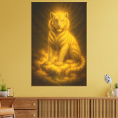 Golden Aura White Tiger – Divine Celestial Guardia Canvas Afdruk (Insitu (Woonkamer))