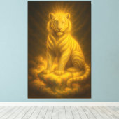 Golden Aura White Tiger – Divine Celestial Guardia Canvas Afdruk (Insitu (Houten vloer))