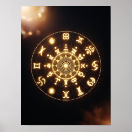 Golden Aura Zodiac Mandala - Spirituele kunst Poster