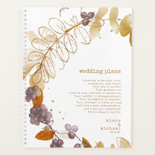 Golden Autumn Berries Wedding Plans ID655 Planner (Voorkant)
